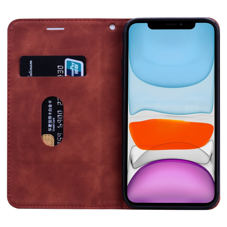 For iPhone 11 Frosted Business Magnetic Horizontal Flip PU Leather Case with Holder & Card Slot & Lanyard
