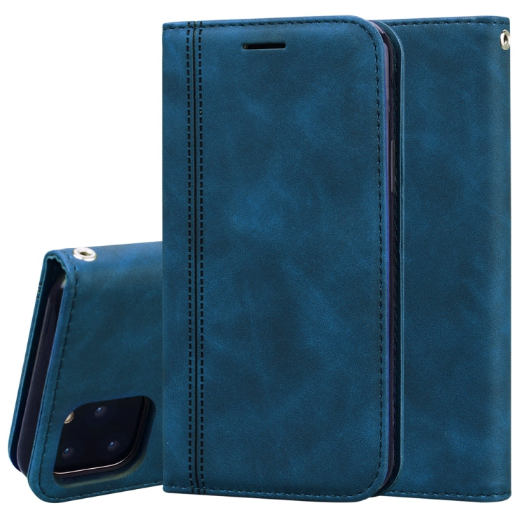 For iPhone 11 Pro Max Frosted Business Magnetic Horizontal Flip PU Leather Case with Holder & Card Slot & Lanyard