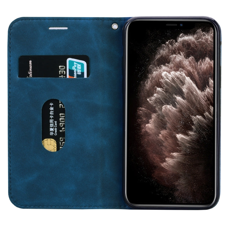 For iPhone 11 Pro Max Frosted Business Magnetic Horizontal Flip PU Leather Case with Holder & Card Slot & Lanyard