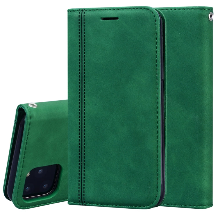 For iPhone 11 Pro Max Frosted Business Magnetic Horizontal Flip PU Leather Case with Holder & Card Slot & Lanyard