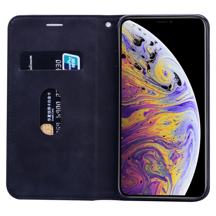 For iPhone XS / X Frosted Business Magnetic Horizontal Flip PU Leather Case with Holder & Card Slot & Lanyard