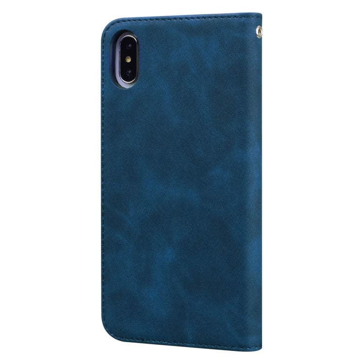 For iPhone XS / X Frosted Business Magnetic Horizontal Flip PU Leather Case with Holder & Card Slot & Lanyard