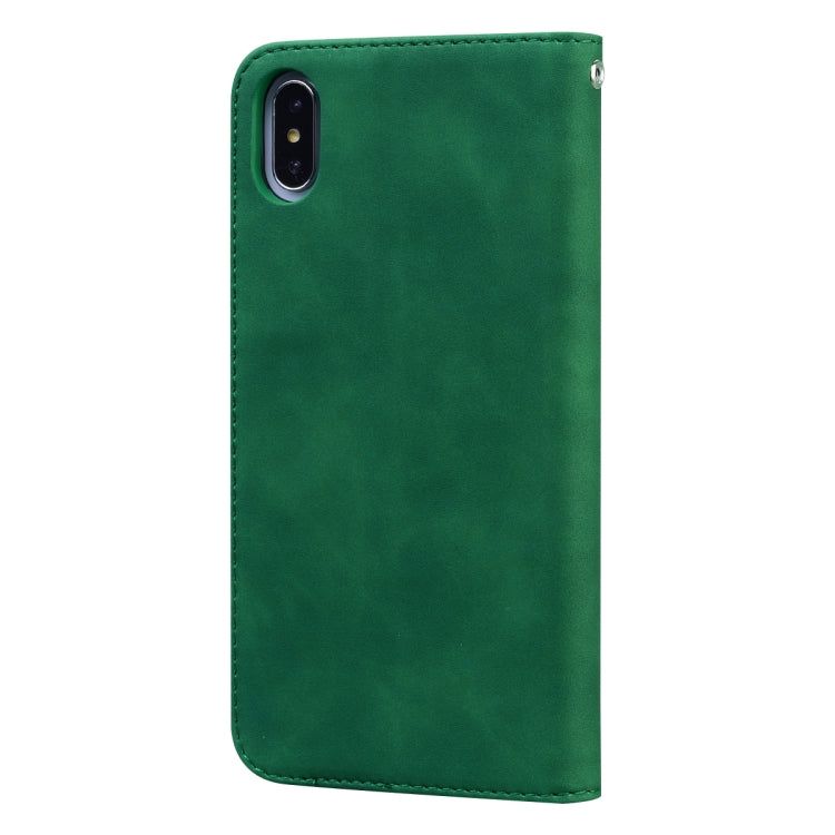 For iPhone XS / X Frosted Business Magnetic Horizontal Flip PU Leather Case with Holder & Card Slot & Lanyard