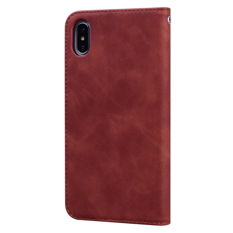 For iPhone XS / X Frosted Business Magnetic Horizontal Flip PU Leather Case with Holder & Card Slot & Lanyard
