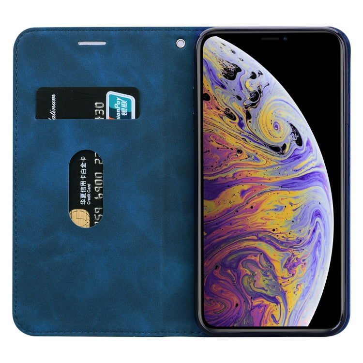For iPhone XS Max Frosted Business Magnetic Horizontal Flip PU Leather Case with Holder & Card Slot & Lanyard