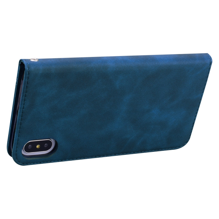 For iPhone XS Max Frosted Business Magnetic Horizontal Flip PU Leather Case with Holder & Card Slot & Lanyard
