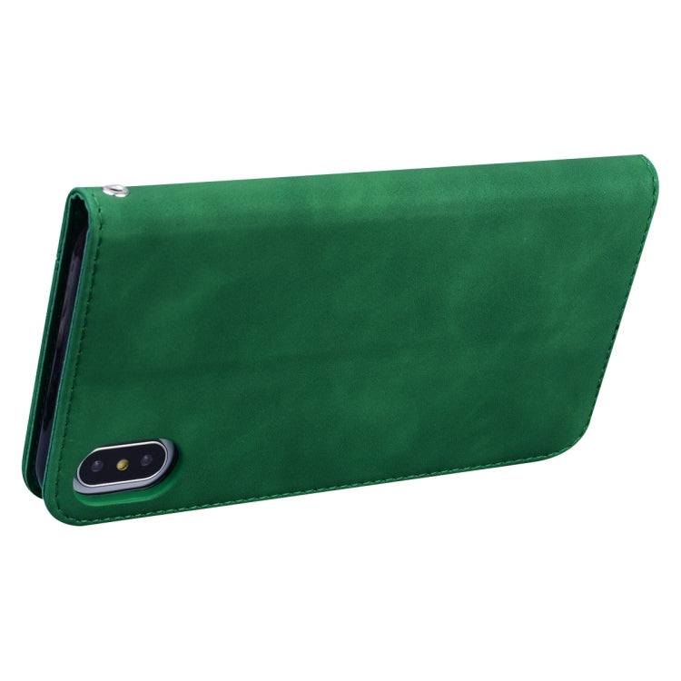 For iPhone XS Max Frosted Business Magnetic Horizontal Flip PU Leather Case with Holder & Card Slot & Lanyard