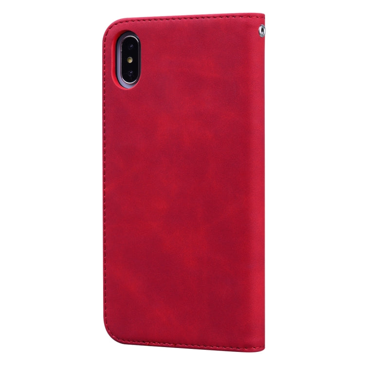 For iPhone XS Max Frosted Business Magnetic Horizontal Flip PU Leather Case with Holder & Card Slot & Lanyard