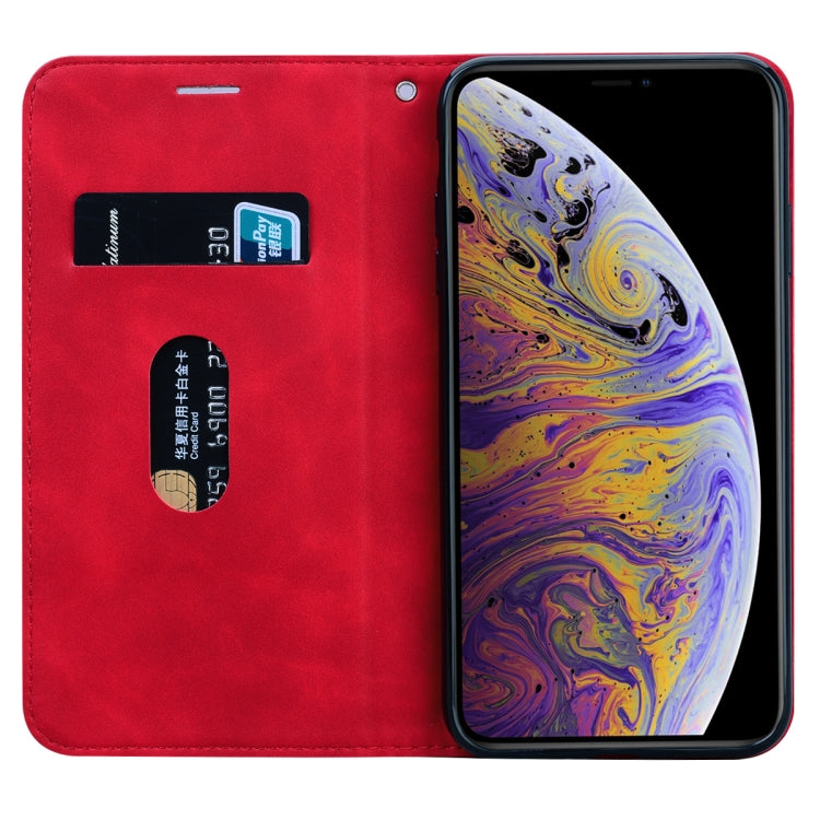 For iPhone XS Max Frosted Business Magnetic Horizontal Flip PU Leather Case with Holder & Card Slot & Lanyard