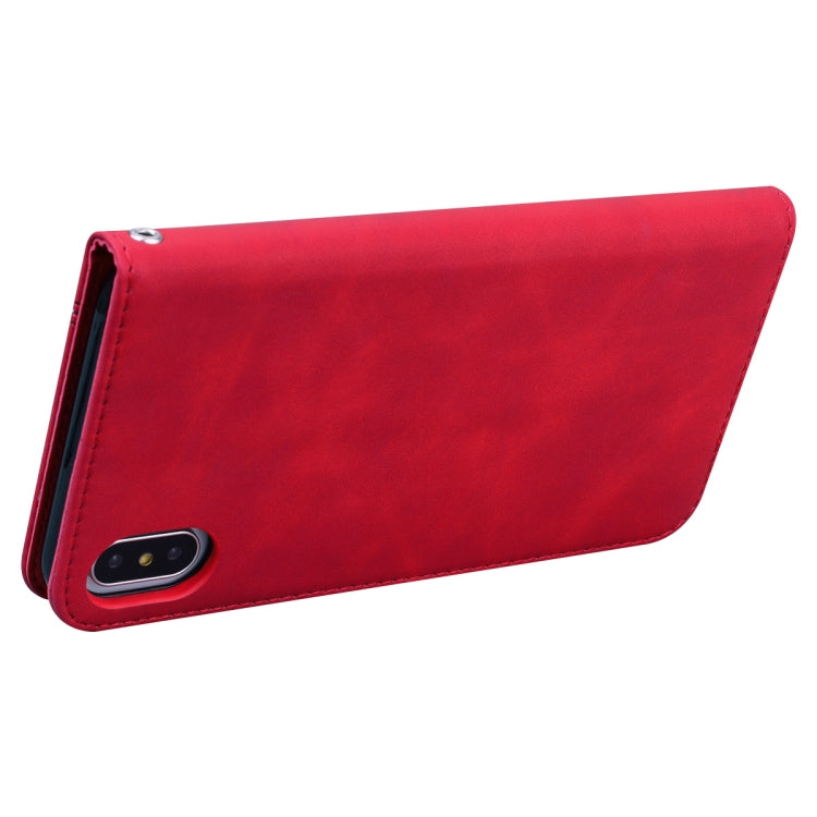 For iPhone XS Max Frosted Business Magnetic Horizontal Flip PU Leather Case with Holder & Card Slot & Lanyard