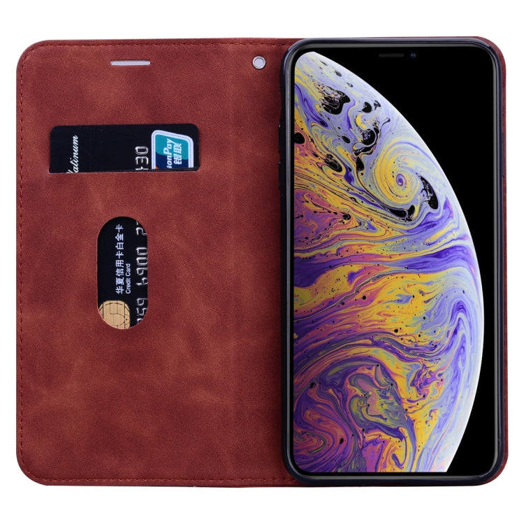 For iPhone XS Max Frosted Business Magnetic Horizontal Flip PU Leather Case with Holder & Card Slot & Lanyard