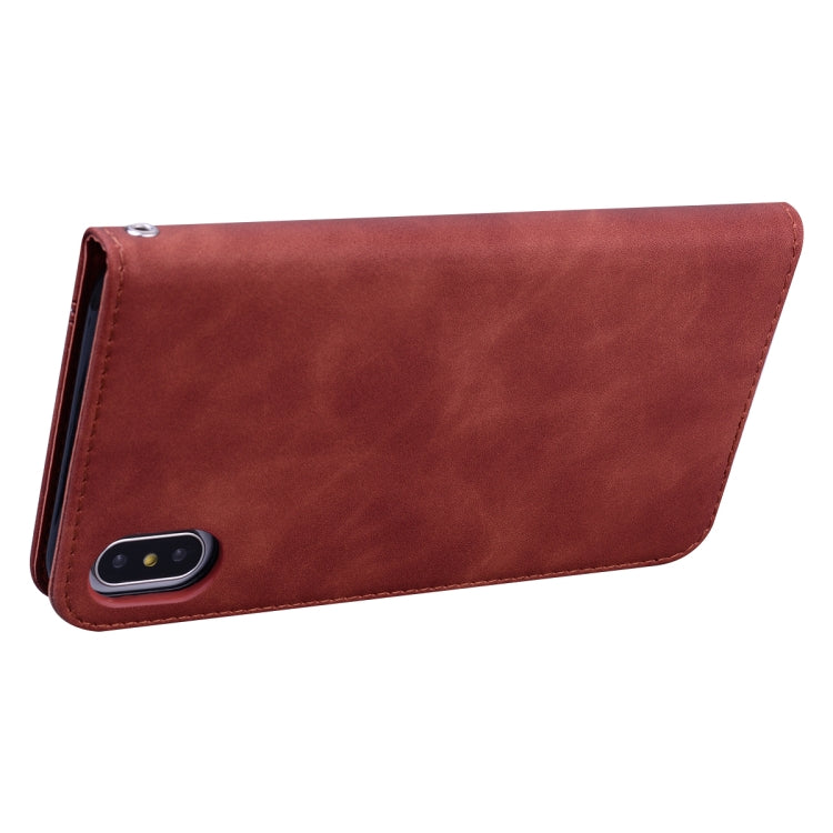 For iPhone XS Max Frosted Business Magnetic Horizontal Flip PU Leather Case with Holder & Card Slot & Lanyard