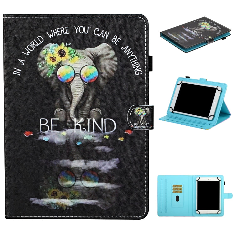 For 8 inch Universal Tablet Colored Drawing Stitching Horizontal Flip Leather Case with Holder & Card Slots & Anti-skid strip