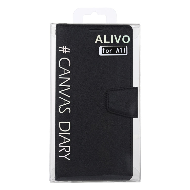 For Samsung Galaxy A11 ALIVO Canvas Diary Silk Texture Horizontal Flip Leather Case with Holder & Card Slots & Wallet & Photo Frame