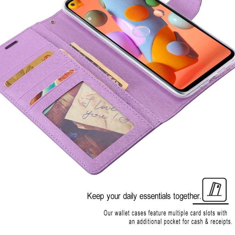 For Samsung Galaxy A11 ALIVO Canvas Diary Silk Texture Horizontal Flip Leather Case with Holder & Card Slots & Wallet & Photo Frame