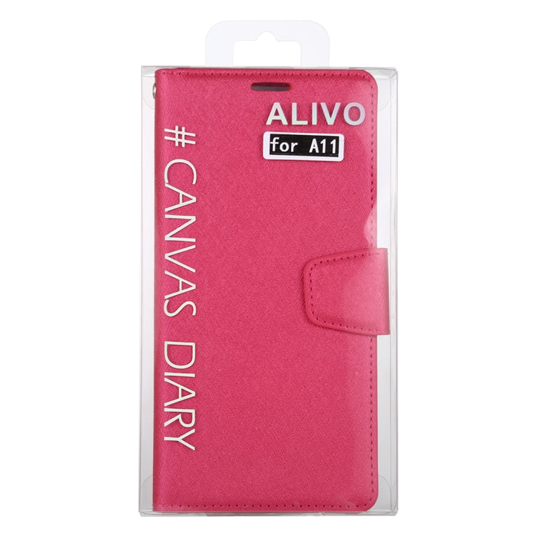 For Samsung Galaxy A11 ALIVO Canvas Diary Silk Texture Horizontal Flip Leather Case with Holder & Card Slots & Wallet & Photo Frame