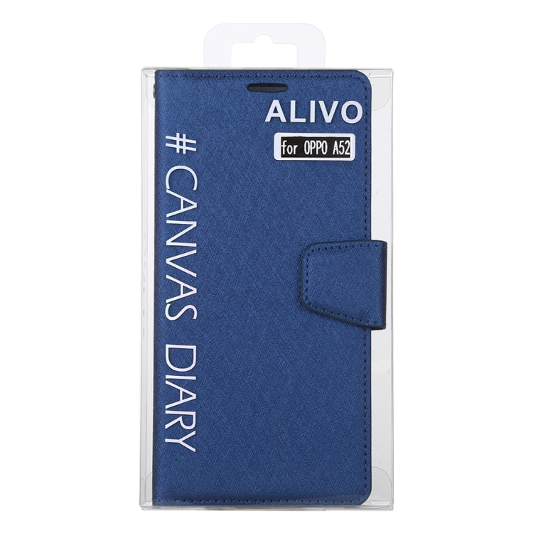 For OPPO A52 ALIVO Canvas Diary Silk Texture Horizontal Flip Leather Case with Holder & Card Slots & Wallet & Photo Frame