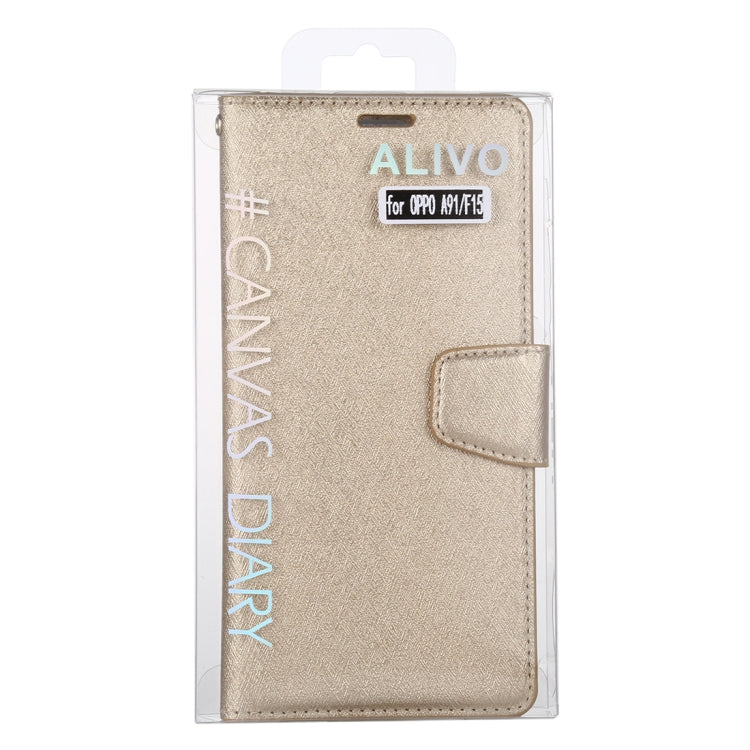 For OPPO A91 ALIVO Canvas Diary Silk Texture Horizontal Flip Leather Case with Holder & Card Slots & Wallet & Photo Frame