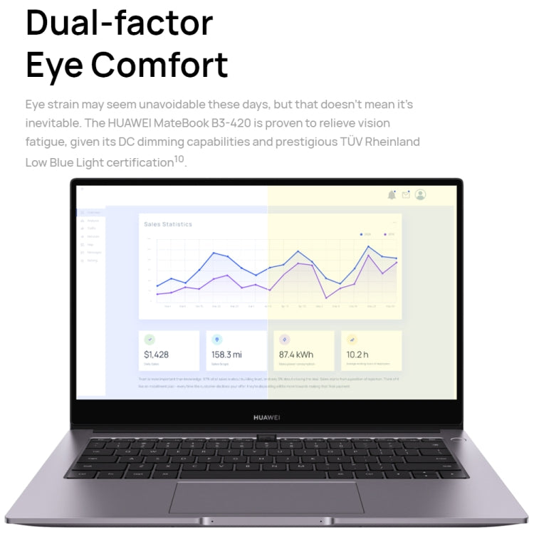 HUAWEI MateBook B3-420 Laptop, 8GB+512GB, 14 inch Windows 11 Home Chinese Version, Intel 11th Gen Core i5-1135G7 Integrated Graphics(Dark Grey)