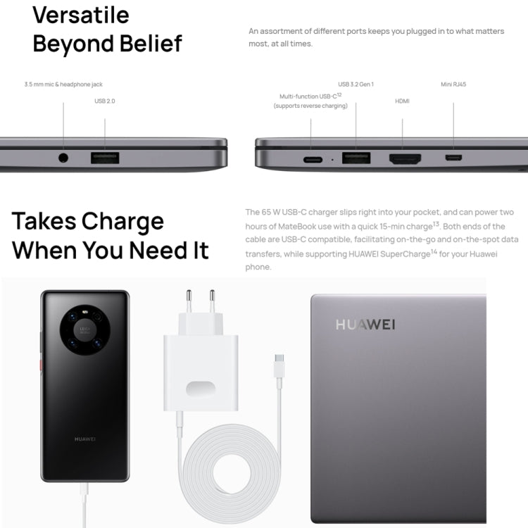 HUAWEI MateBook B3-420 Laptop, 8GB+512GB, 14 inch Windows 11 Home Chinese Version, Intel 11th Gen Core i5-1135G7 Integrated Graphics(Dark Grey)