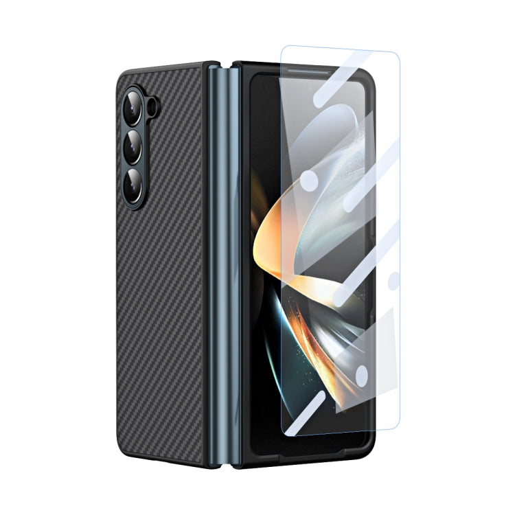 For Samsung Galaxy Z Fold5 Composite Carbon Fiber Pattern Phone Case With Holder