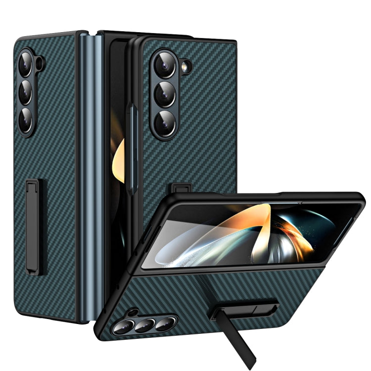 For Samsung Galaxy Z Fold5 Composite Carbon Fiber Pattern Phone Case With Holder
