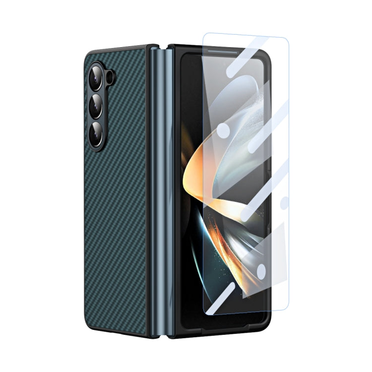 For Samsung Galaxy Z Fold5 Composite Carbon Fiber Pattern Phone Case With Holder