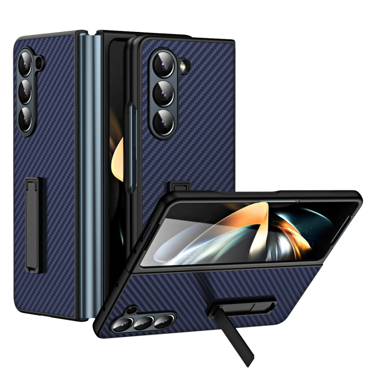 For Samsung Galaxy Z Fold5 Composite Carbon Fiber Pattern Phone Case With Holder