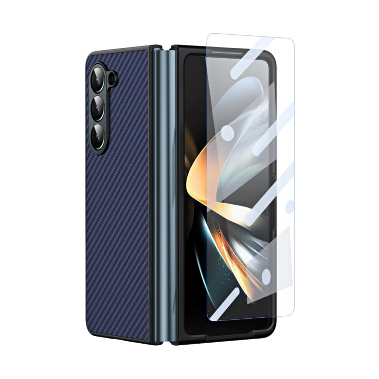 For Samsung Galaxy Z Fold5 Composite Carbon Fiber Pattern Phone Case With Holder