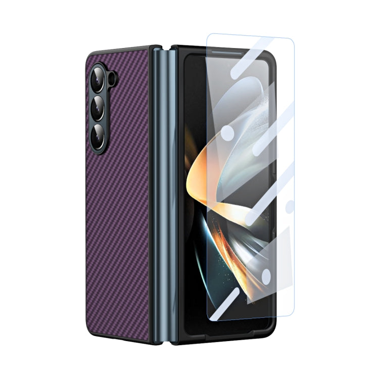 For Samsung Galaxy Z Fold5 Composite Carbon Fiber Pattern Phone Case With Holder