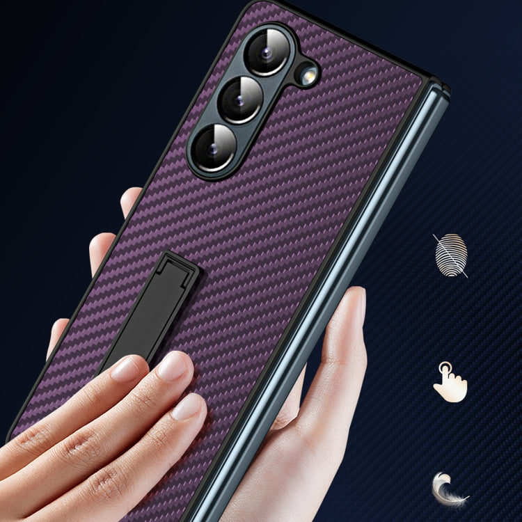 For Samsung Galaxy Z Fold5 Composite Carbon Fiber Pattern Phone Case With Holder