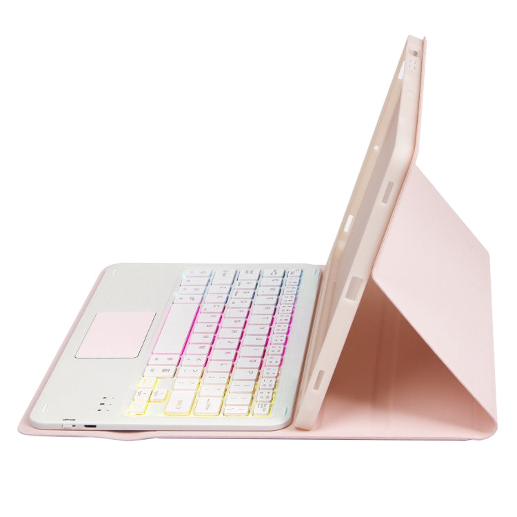 For Samsung Galaxy Tab S9 Candy Color Touch Backlight Bluetooth Keyboard Leather Tablet Case with Pen Holder
