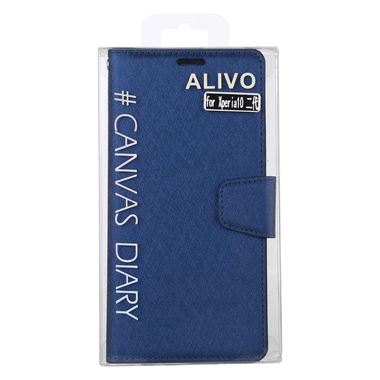 For Sony Xperia 10 II ALIVO Canvas Diary Silk Texture Horizontal Flip Leather Case with Holder & Card Slots & Wallet & Photo Frame