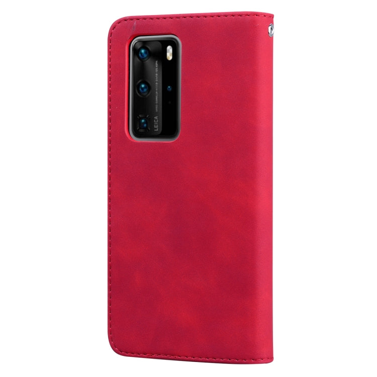 For Huawei P40 Pro Frosted Business Magnetic Horizontal Flip PU Leather Case with Holder & Card Slot & Lanyard