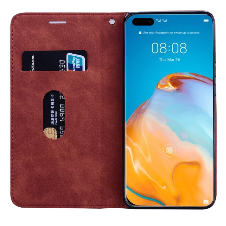 For Huawei P40 Pro Frosted Business Magnetic Horizontal Flip PU Leather Case with Holder & Card Slot & Lanyard