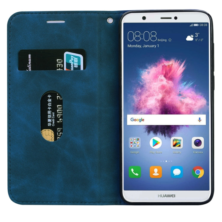 For Huawei P Smart / Enjoy 7S Frosted Business Magnetic Horizontal Flip PU Leather Case with Holder & Card Slot & Lanyard