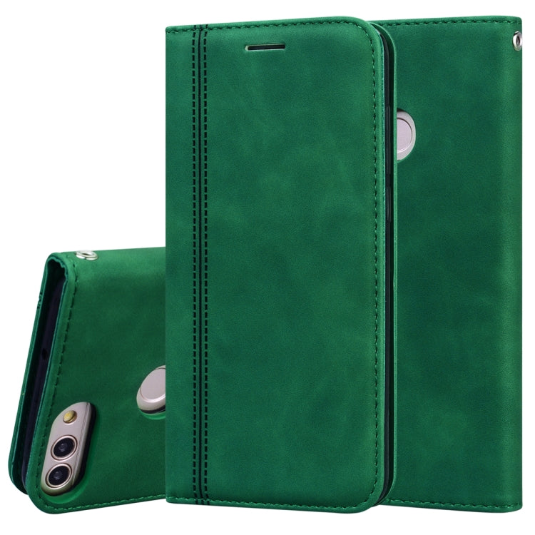 For Huawei P Smart / Enjoy 7S Frosted Business Magnetic Horizontal Flip PU Leather Case with Holder & Card Slot & Lanyard