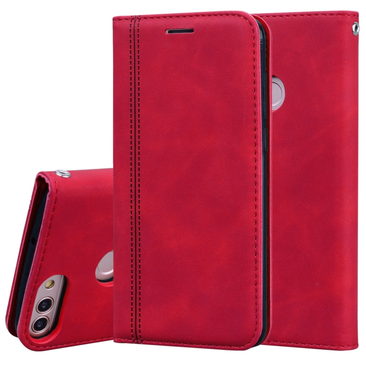 For Huawei P Smart / Enjoy 7S Frosted Business Magnetic Horizontal Flip PU Leather Case with Holder & Card Slot & Lanyard