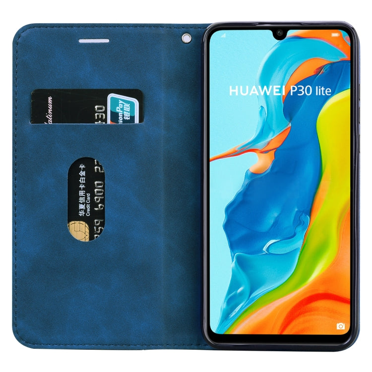 For Huawei P30 Lite Frosted Business Magnetic Horizontal Flip PU Leather Case with Holder & Card Slot & Lanyard