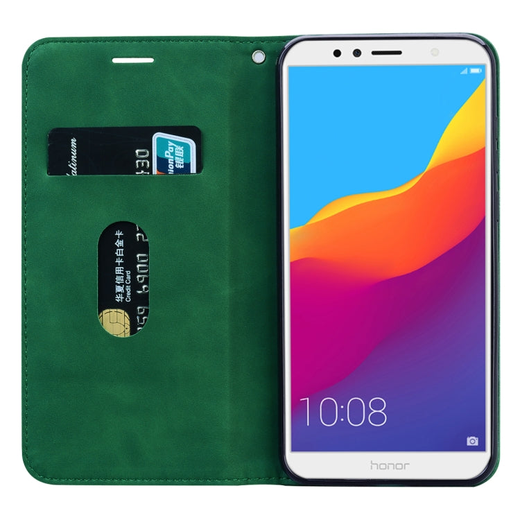 For Huawei Honor 7A Frosted Business Magnetic Horizontal Flip PU Leather Case with Holder & Card Slot & Lanyard