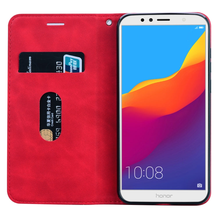 For Huawei Honor 7A Frosted Business Magnetic Horizontal Flip PU Leather Case with Holder & Card Slot & Lanyard