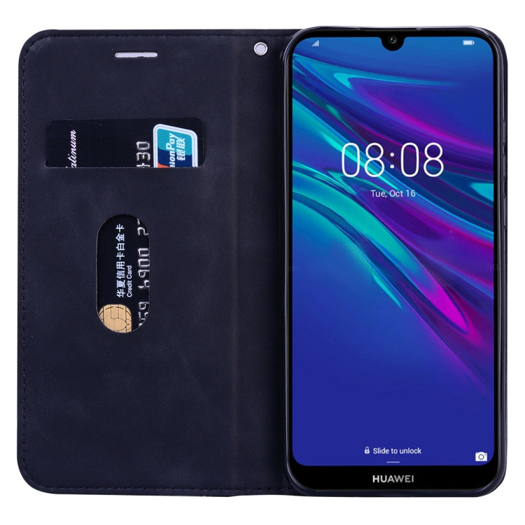 For Huawei Honor 8A / Y6 (2019) Frosted Business Magnetic Horizontal Flip PU Leather Case with Holder & Card Slot & Lanyard