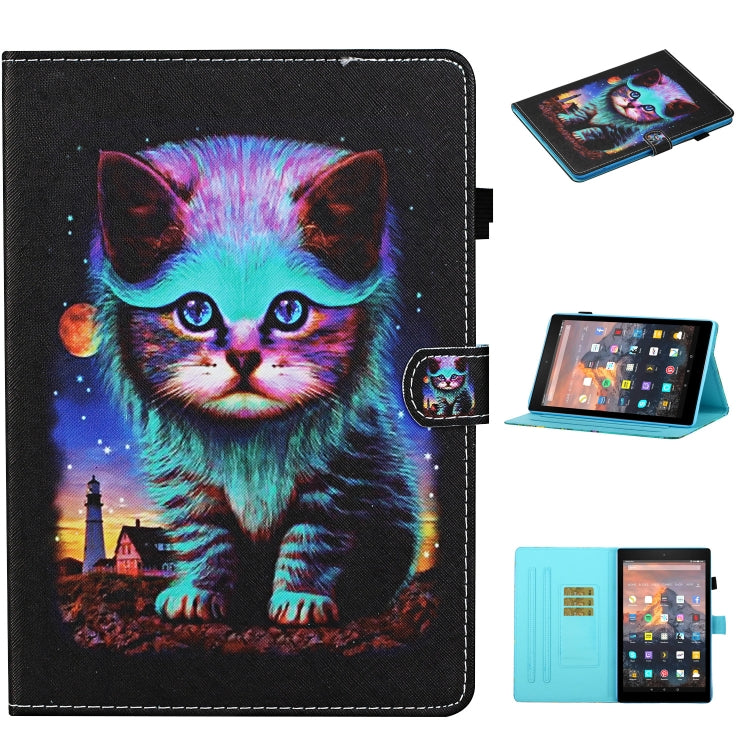 For kindle Paperwhite 4 / 3 / 2 / 1 Colored Drawing Stitching Horizontal Flip Leather Case with Holder & Card Slots & Sleep / Wake-up Function