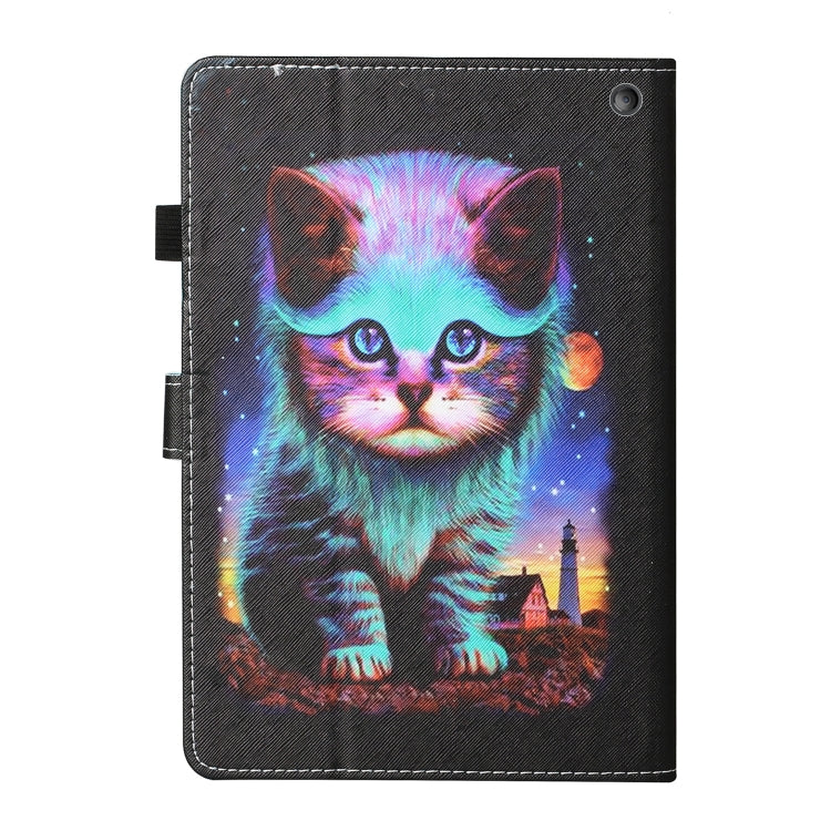 For Kindle Fire HD8 (2020) / HD8 Plus (2020) Colored Drawing Stitching Horizontal Flip Leather Case with Holder & Card Slots & Sleep / Wake-up Function