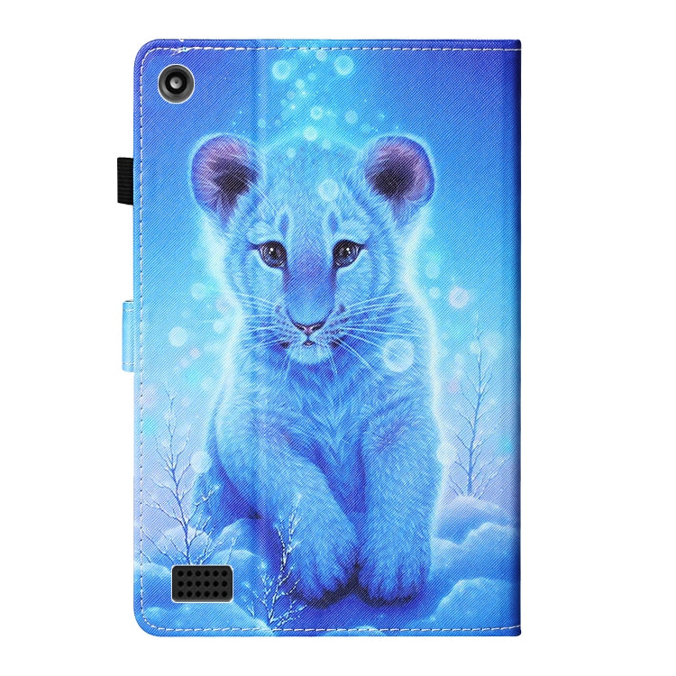 For Kindle Fire HD7 2015 / 2017 / 2019 Colored Drawing Stitching Horizontal Flip Leather Case with Holder & Card Slots & Anti-skid strip