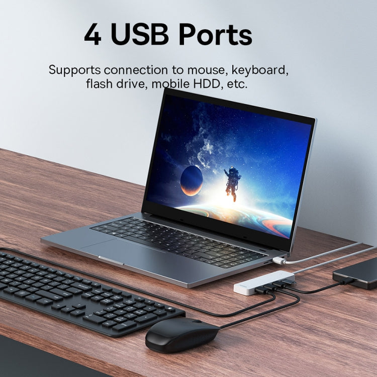 Baseus Ultra Joy Series 4 in 1 USB to USB3.0x4 HUB Adapter, Cable Length: