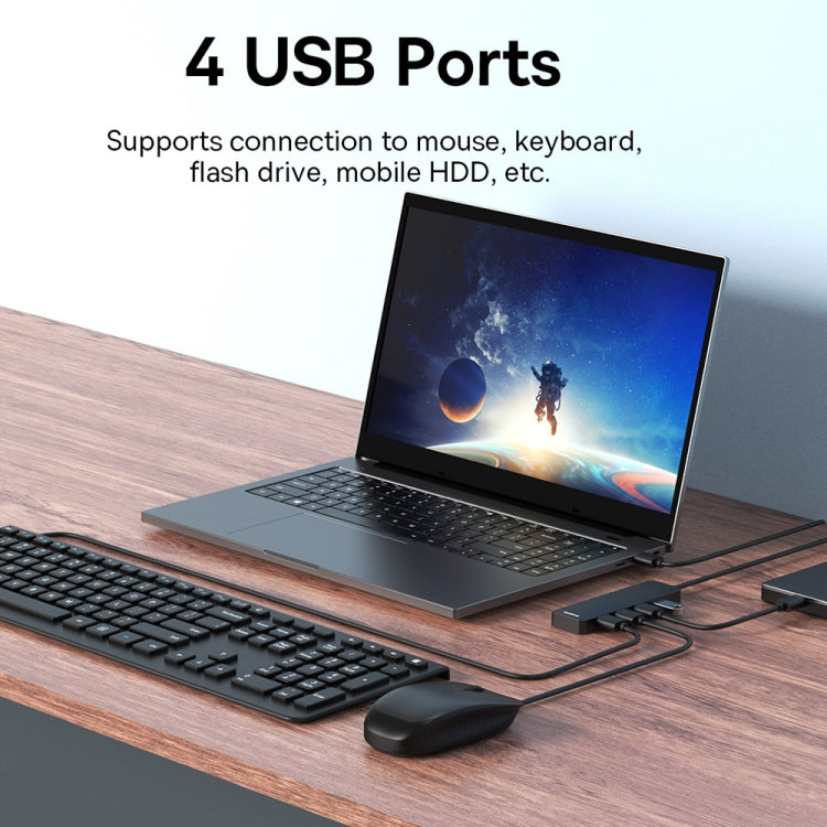 Baseus Ultra Joy Series 4 in 1 USB to USB3.0x4 HUB Adapter, Cable Length: