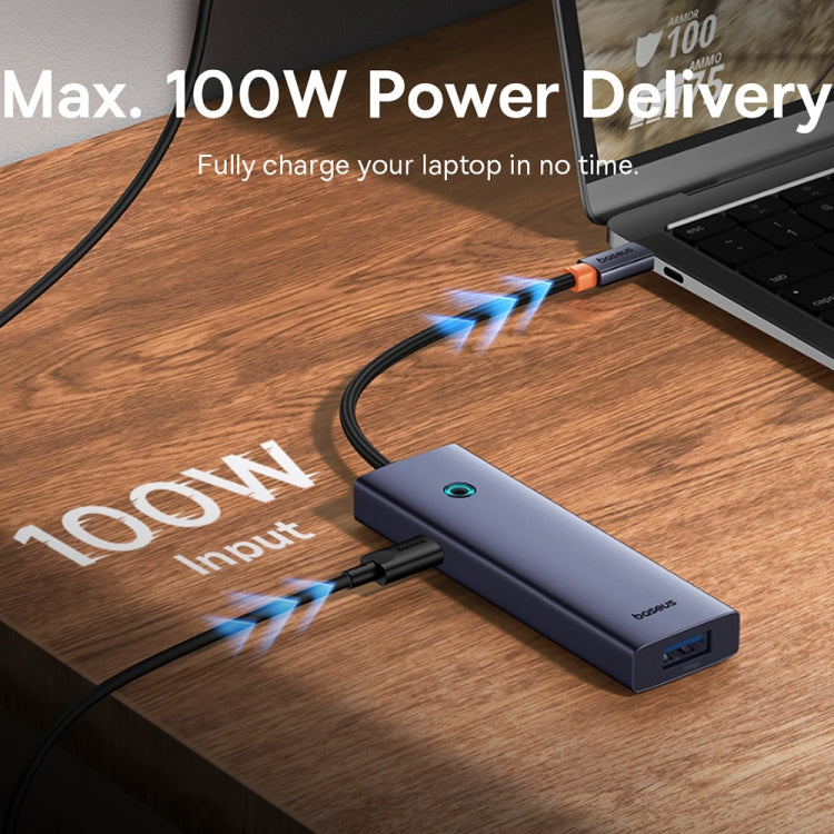 Baseus Ultra Joy Series 5 in 1 USB-C / Type-C to USB3.0x4+PDx1 HUB Adapter(Space Grey)