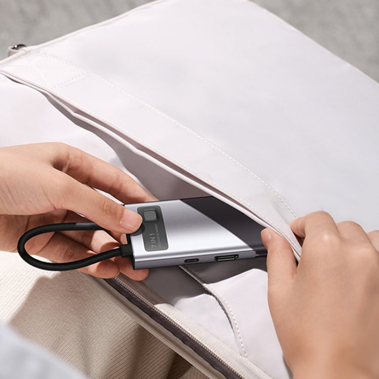 Baseus Metal Gleam Series 7 in 1 USB-C / Type-C to HDMI4K 60Hzx1+USB3.0x3+PDx1+SD/TFx1 HUB Docking Station(Space Grey)