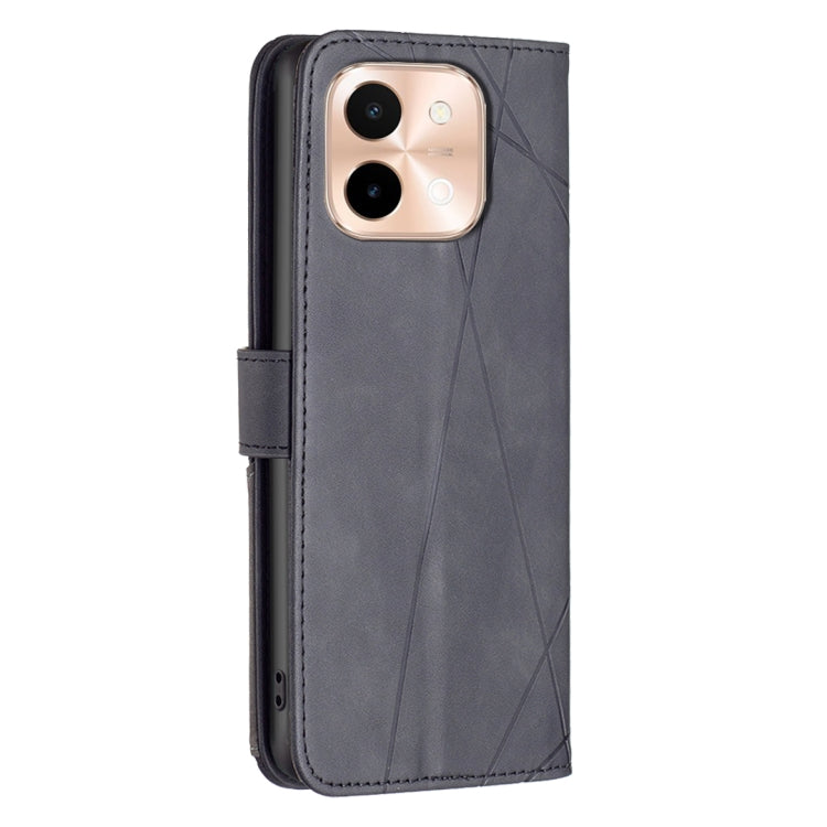 For vivo Y28 4G Magnetic Buckle Rhombus Texture Leather Phone Case